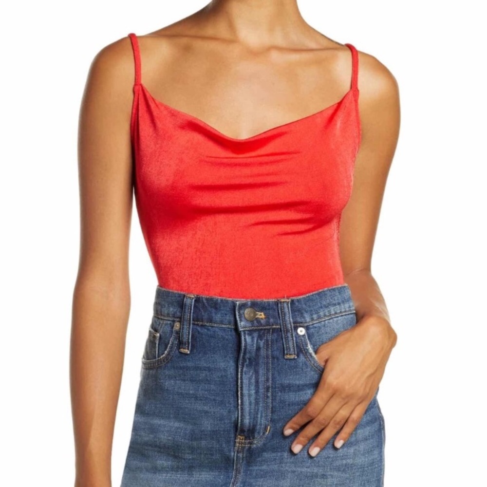 .Free People bodysuit Cowls in the Club red thong S - Picture 4 of 15